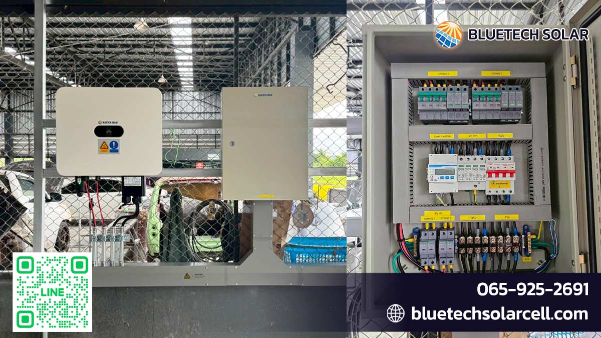 ผลงานติดตั้งโซล่าเซลล์ อู่โก้ การาจ ลำปาง ระบบ On-grid 20KW โซล่าเซลล์ ธุรกิจ โซล่าเซลล์โรงงาน ติดตั้ง Solar Rooftop ลำปาง