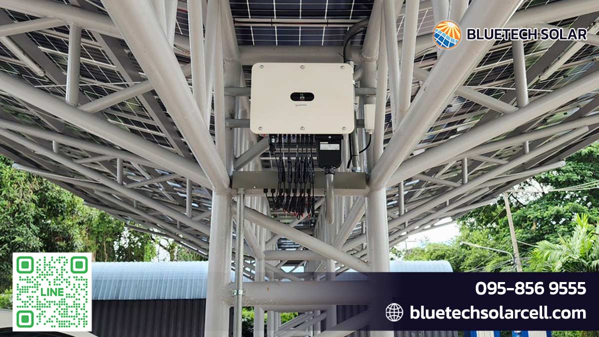 ผลงานติดตั้งโซล่าเซลล์ Car Port ระบบ On-Grid 50KW โรงแรมนาดี 10 จังหวัดขอนแก่น โดย BlueTech Solar